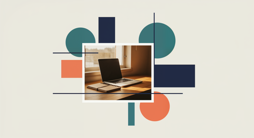 Laptop und Notizbuch am Schreibtisch — symbolisch für KI-Kompetenz und Weiterbildung im Unternehmen